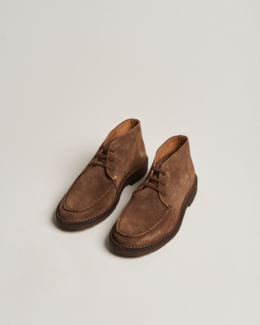 Herre | Best of British | Drake's | Crosby Moc-Toe Suede Chukka Boots Tobacco