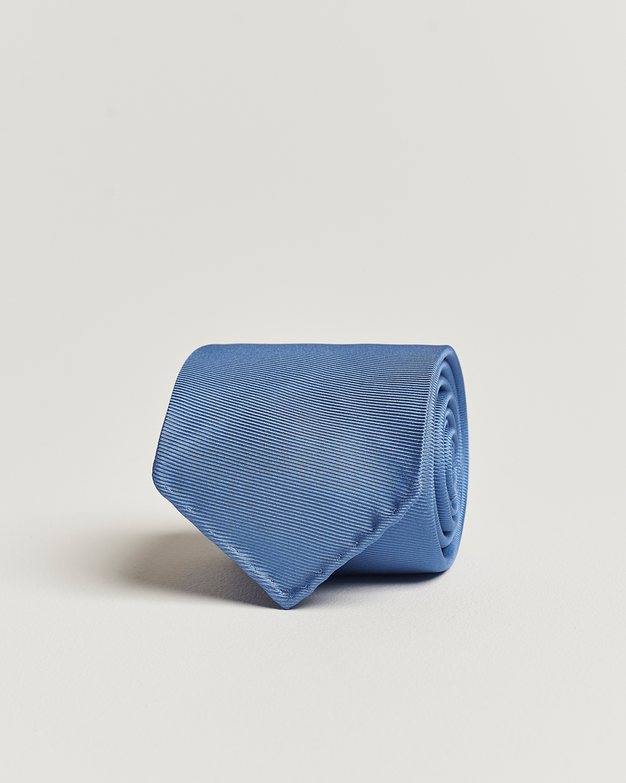 Herre |  | Drake\'s | Handrolled Woven Silk 8 cm Tie Blue