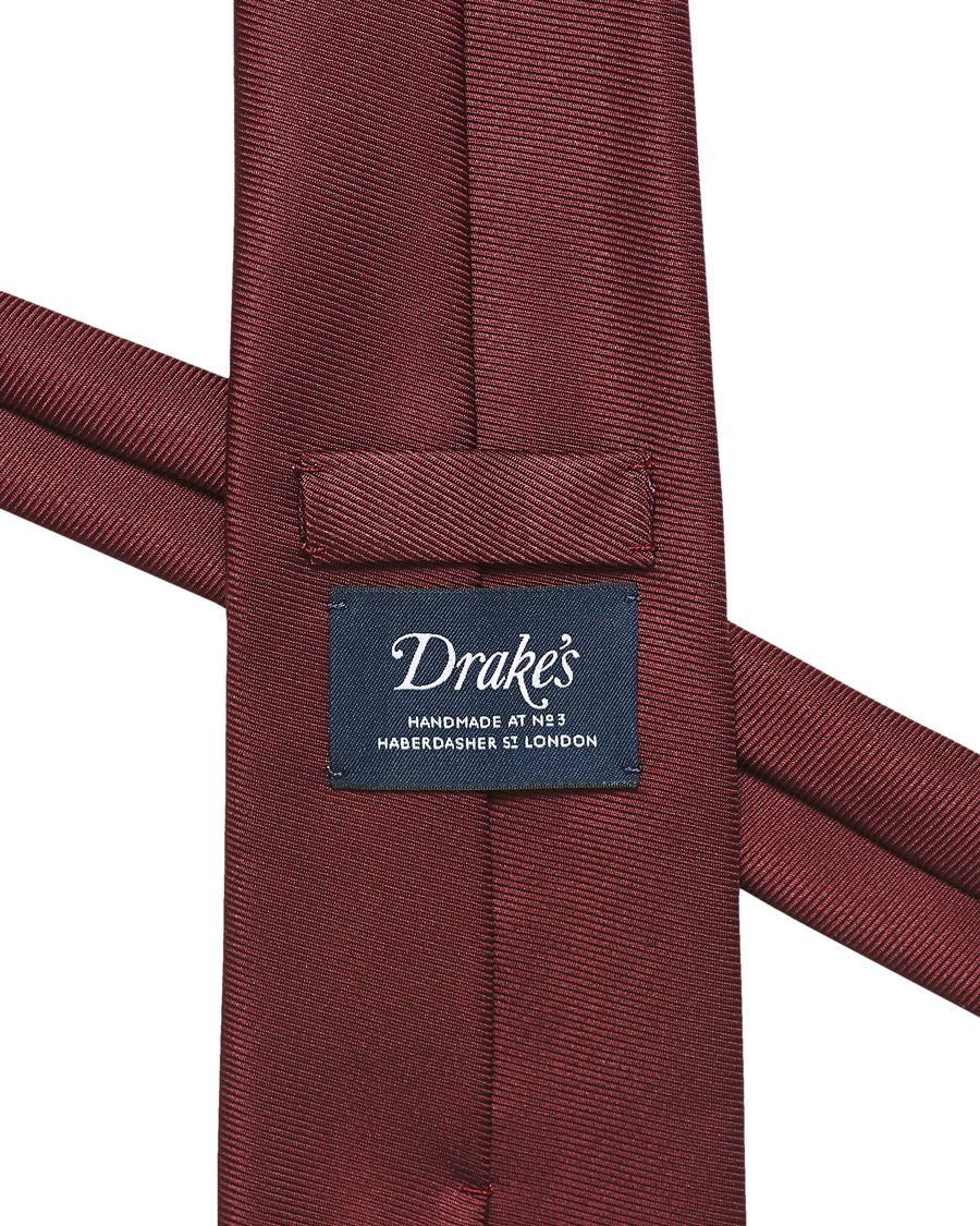 Herre | Drake's Handrolled Woven Silk 8 cm Tie Burgundy | Drake's | Handrolled Woven Silk 8 cm Tie Burgundy