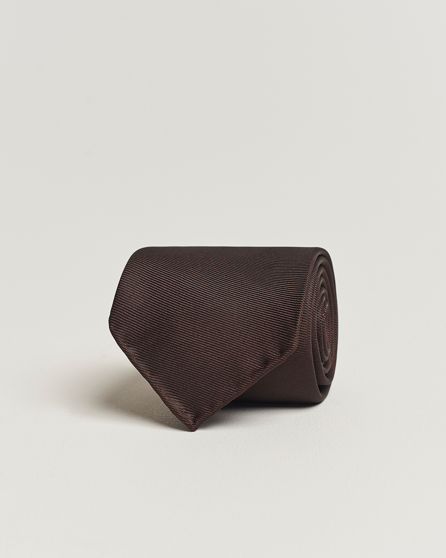 Herre | Drake's Handrolled Woven Silk 8 cm Tie Brown | Drake's | Handrolled Woven Silk 8 cm Tie Brown