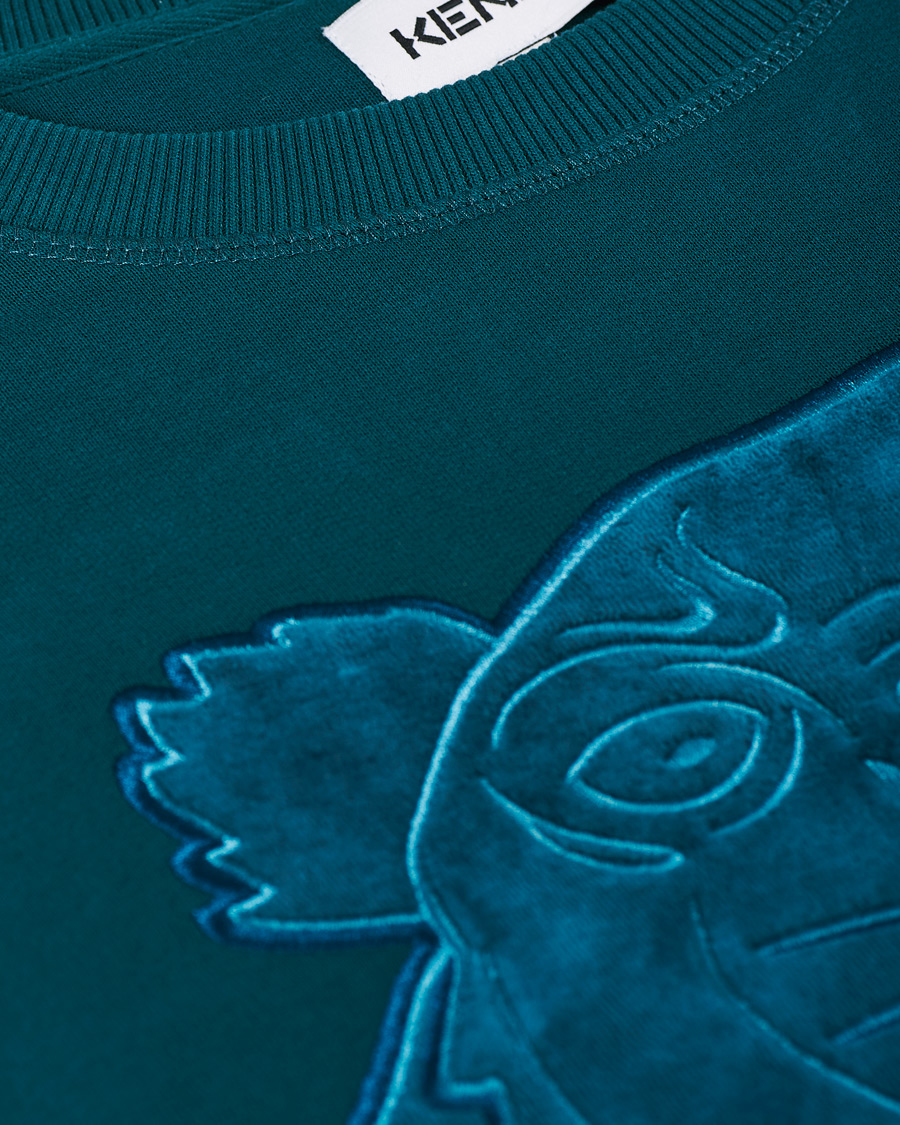 Herre | Trøjer | KENZO | Velvet Tiger Head Crew Neck Sweatshirt Green