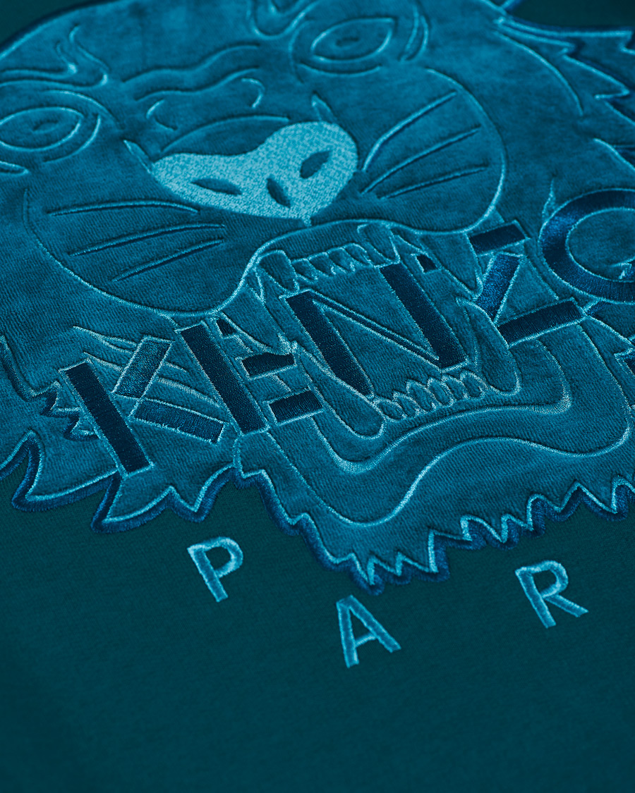 Herre | Trøjer | KENZO | Velvet Tiger Head Crew Neck Sweatshirt Green