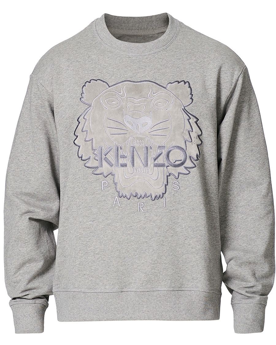 Herre | Trøjer | KENZO | Velvet Tiger Head Crew Neck Sweatshirt Grey