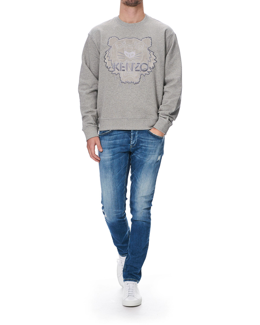Herre | Trøjer | KENZO | Velvet Tiger Head Crew Neck Sweatshirt Grey