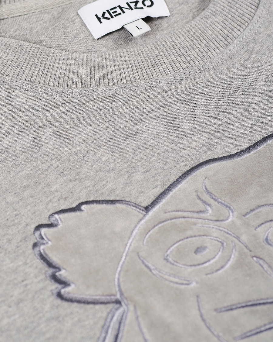Herre | Trøjer | KENZO | Velvet Tiger Head Crew Neck Sweatshirt Grey