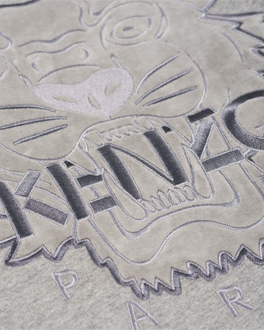 Herre | Trøjer | KENZO | Velvet Tiger Head Crew Neck Sweatshirt Grey