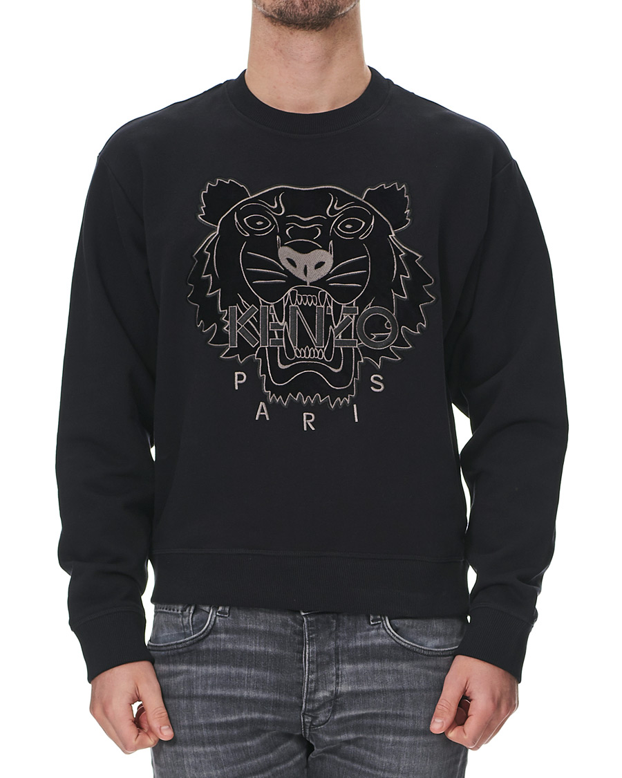 Herre | Trøjer | KENZO | Velvet Tiger Head Crew Neck Sweatshirt Black