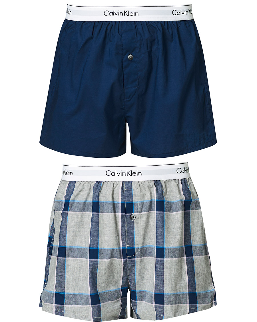 Herre | Undertøj | Calvin Klein | Modern Cotton Stretch Boxer 2-Pack Navy/Grey Heather