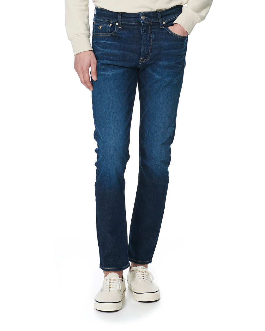 Herre | Jeans | Calvin Klein Jeans | Slim Taper Stretch Jeans Dark Blue