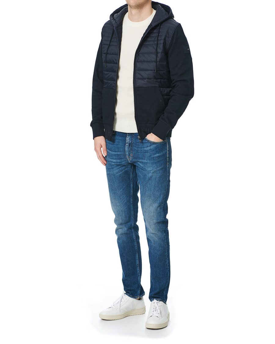 Herre | Jakker | Tommy Hilfiger | Jacquard Mixed Media Zip Hoodie Desert Sky
