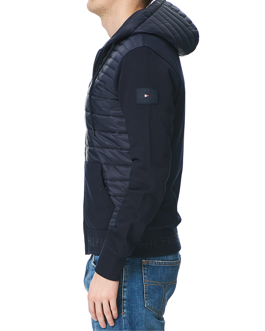 Herre | Jakker | Tommy Hilfiger | Jacquard Mixed Media Zip Hoodie Desert Sky