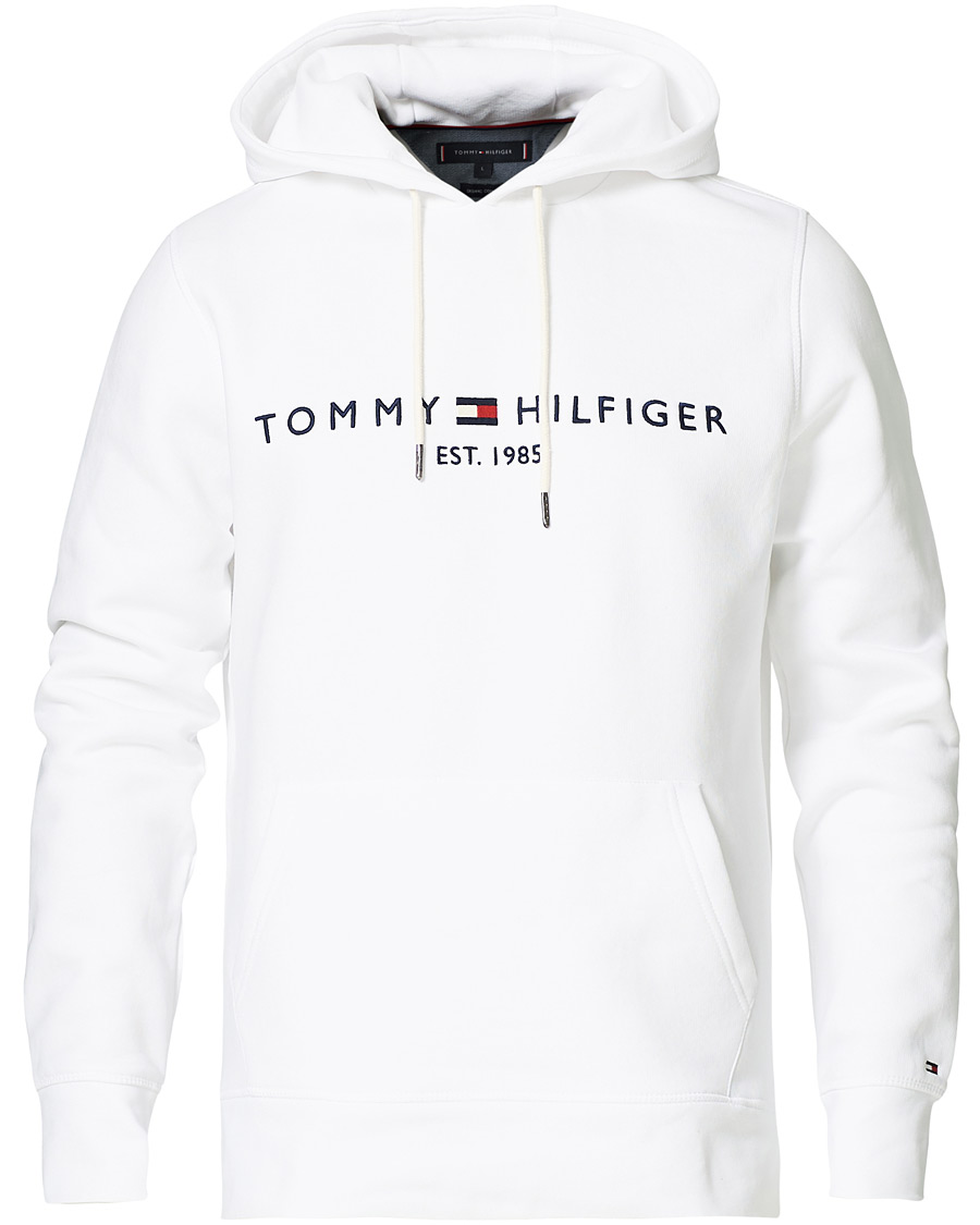 Hilfiger Logo Hoodie White - CareOfCarl.dk