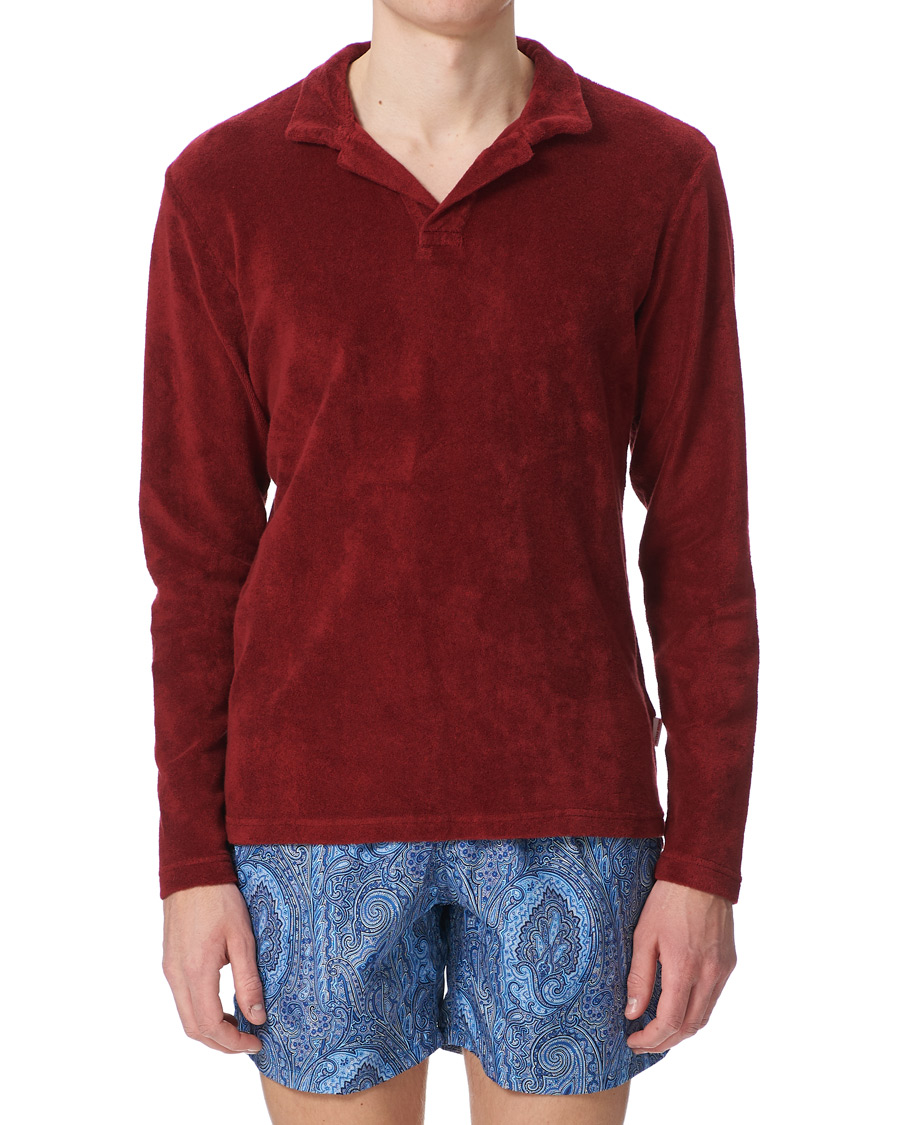Herre | Trøjer | Orlebar Brown | Terry Long Sleeve Polo Mulberry