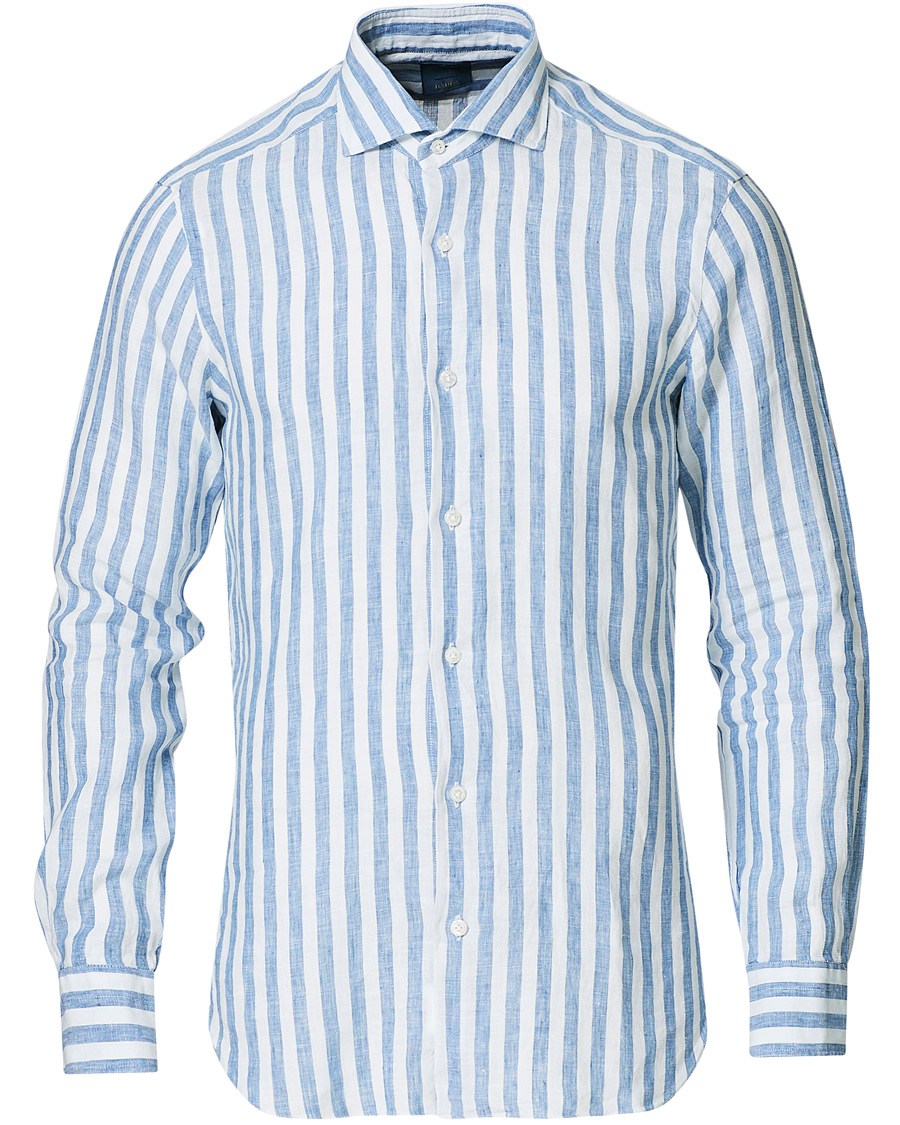 Herre | Skjorter | Barba Napoli | Dandylife Slim Fit Striped Linen Shirt Blue