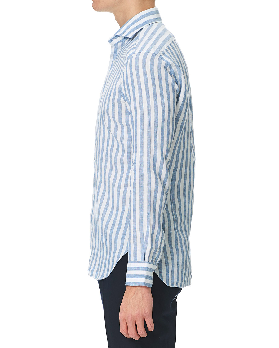 Herre | Skjorter | Barba Napoli | Dandylife Slim Fit Striped Linen Shirt Blue