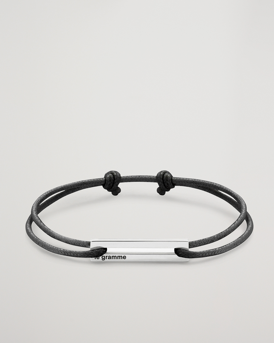 Herre | Smykker | LE GRAMME | Cord Bracelet Le 17/10 Black/Sterling Silver