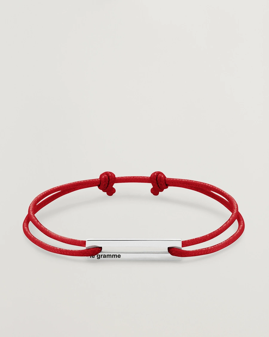 Herre | Smykker | LE GRAMME | Cord Bracelet Le 17/10 Red/Sterling Silver