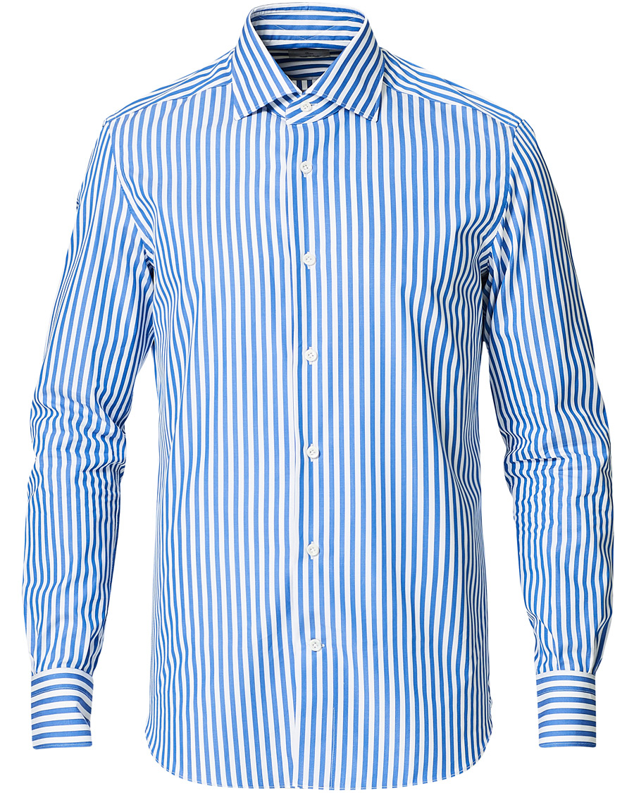 Herre | Skjorter | Mazzarelli | Soft Cotton Cut Away Shirt Blue/White