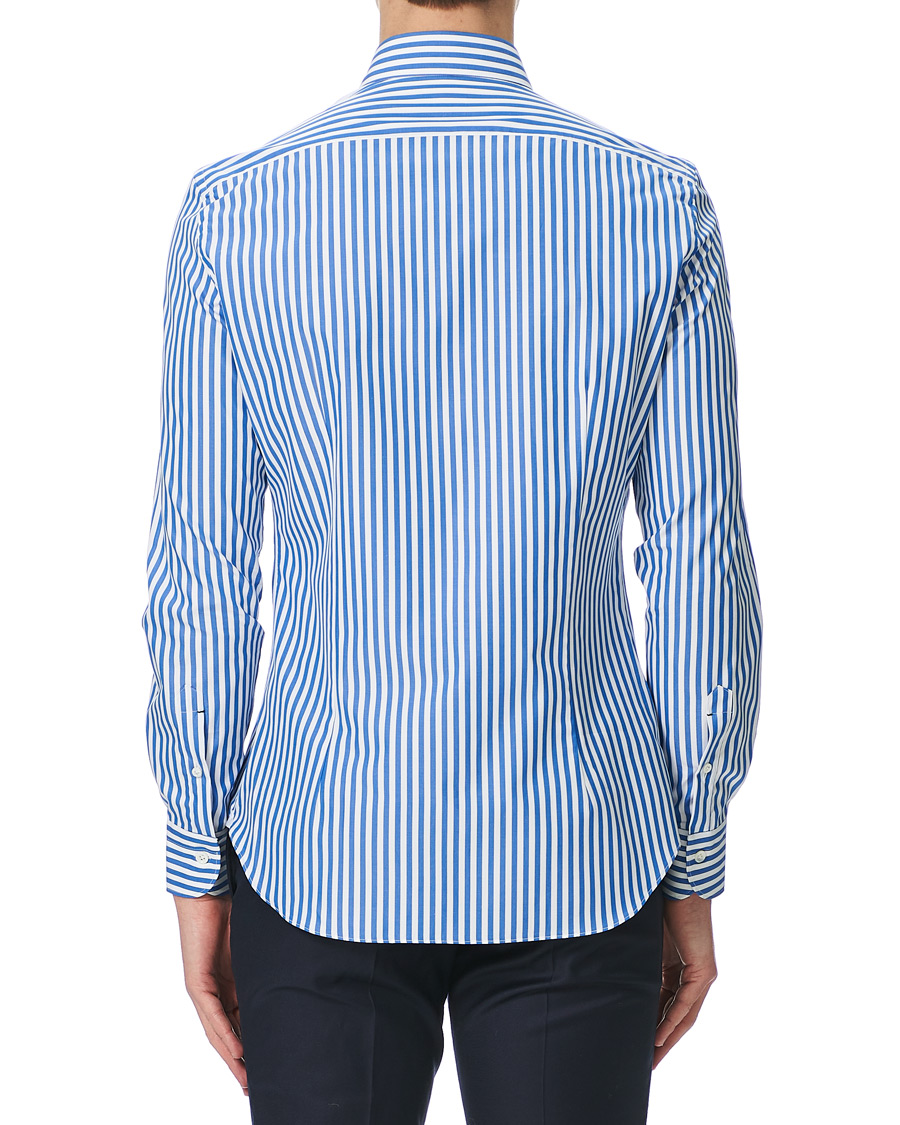 Herre | Skjorter | Mazzarelli | Soft Cotton Cut Away Shirt Blue/White