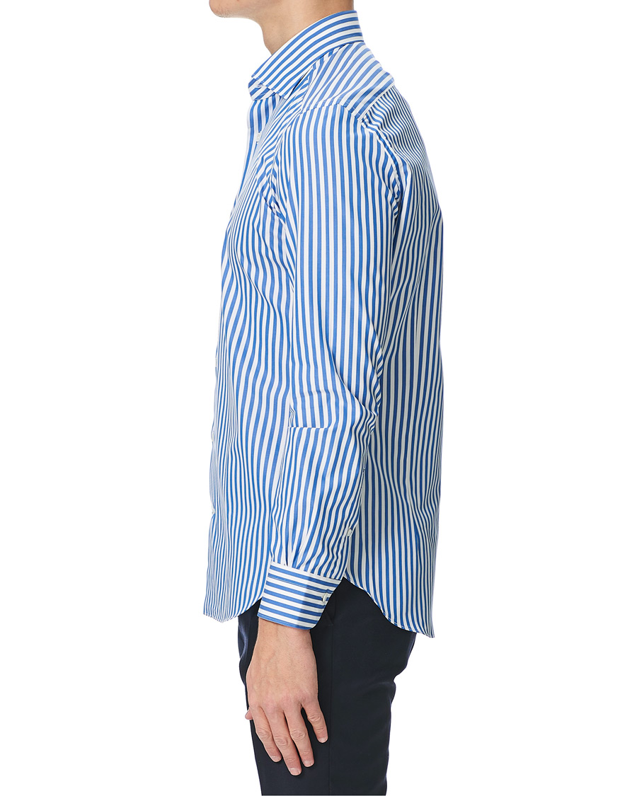 Herre | Skjorter | Mazzarelli | Soft Cotton Cut Away Shirt Blue/White