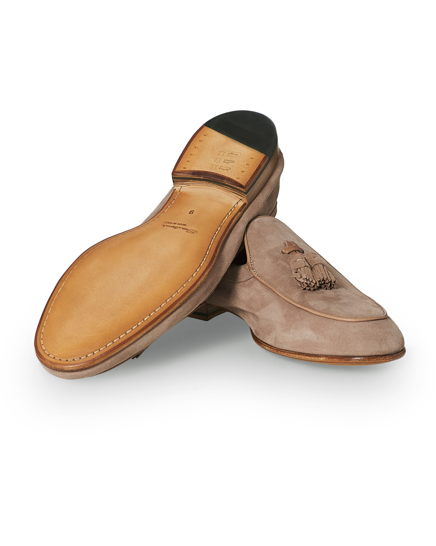 Herre | Santoni Belgian Loafer Sand Suede | Santoni | Belgian Loafer Sand Suede