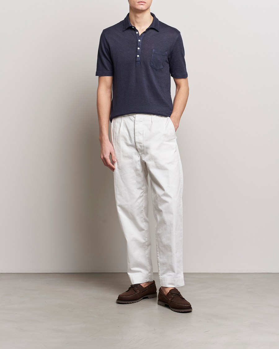 Herre | Polotrøjer | Massimo Alba | Wembley Linen Polo Navy