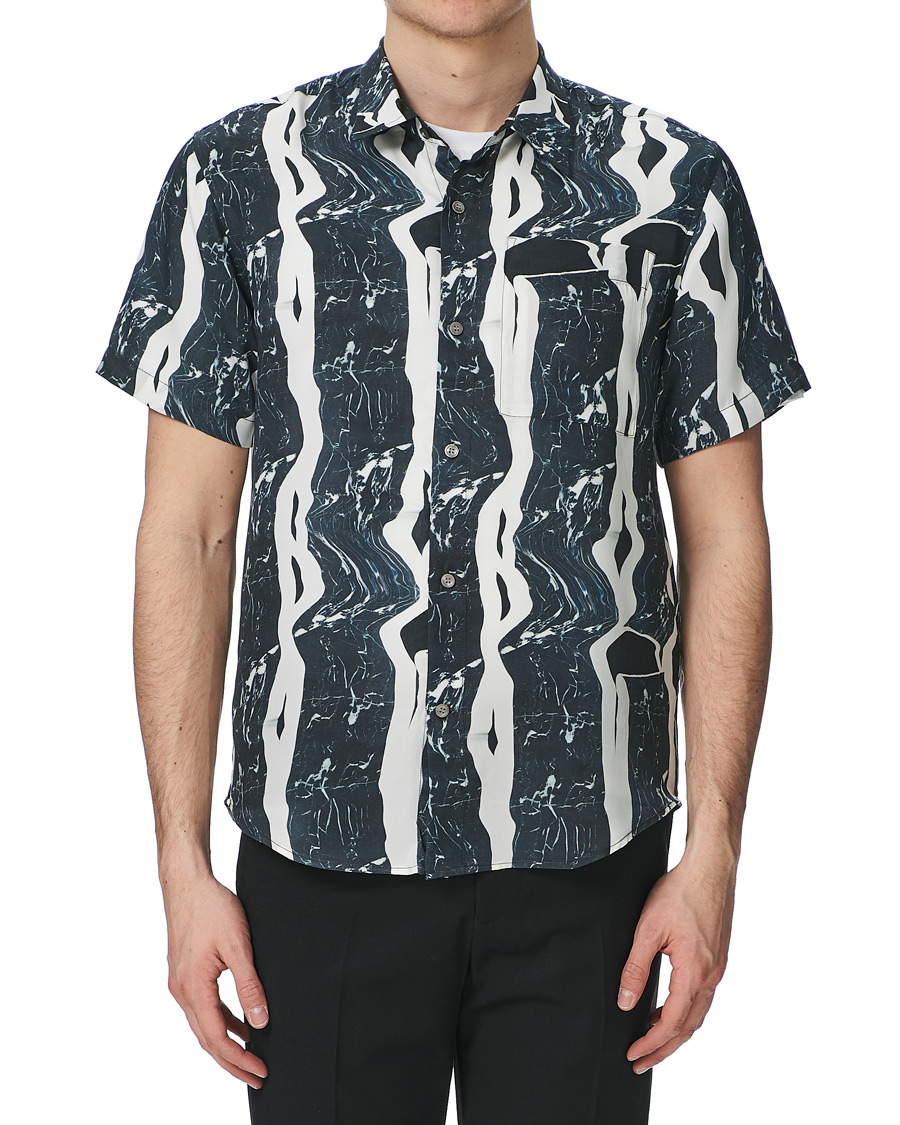Herre | Skjorter | Tiger of Sweden | Didon Marble Print Short Sleeve Shirt Artwork