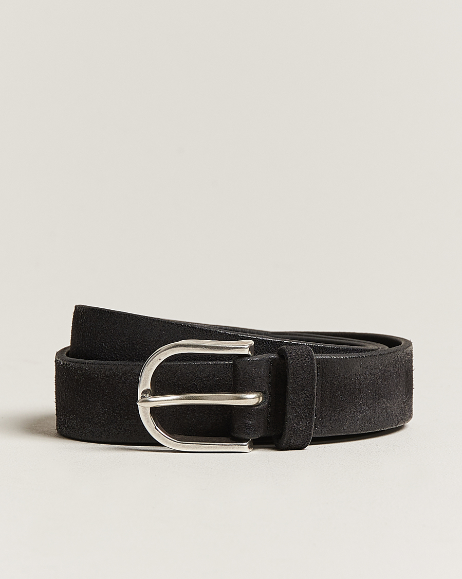Herre | Orciani Handmade Suede Belt 3 cm Nero | Orciani | Handmade Suede Belt 3 cm Nero