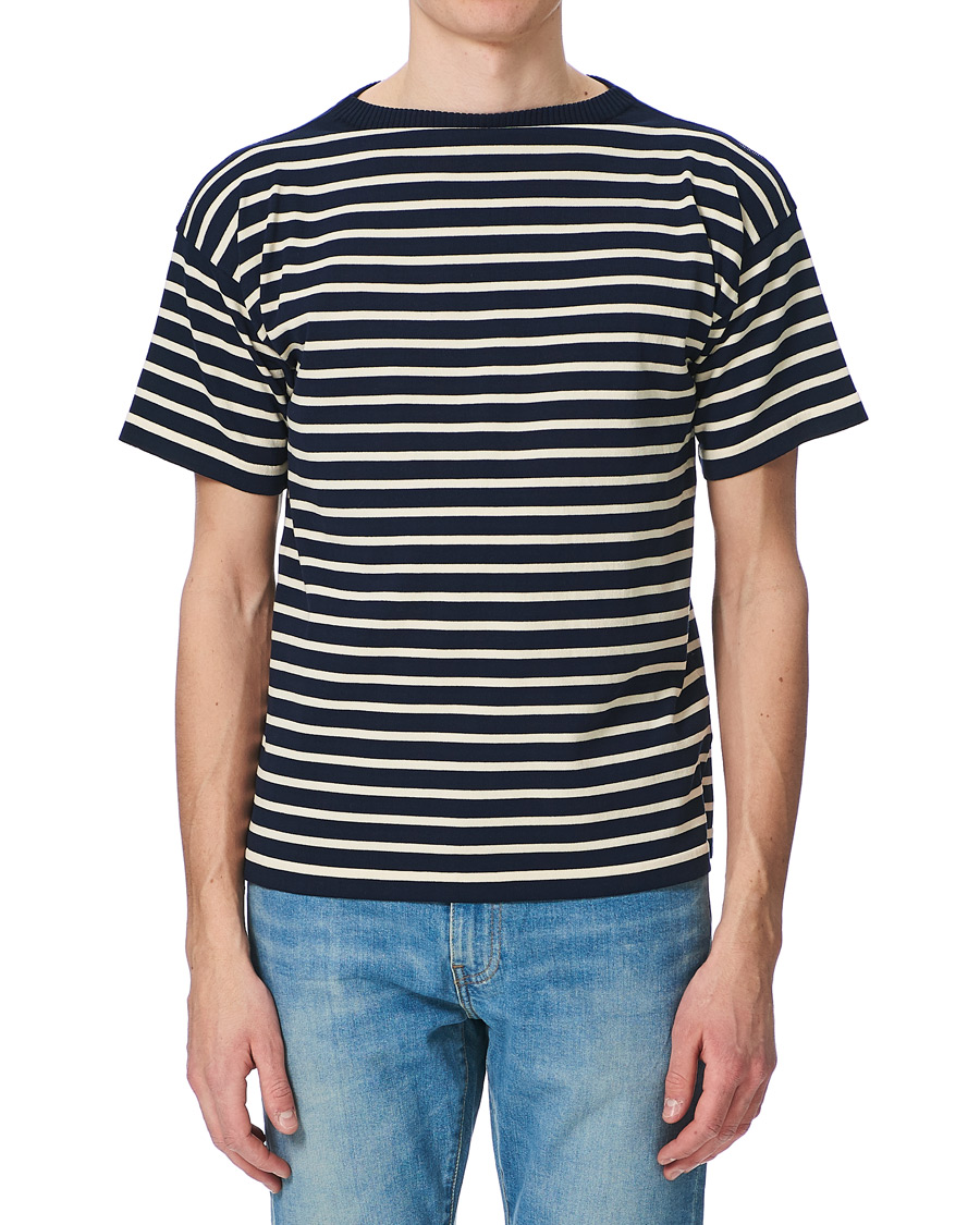 Herre | T-Shirts | Andersen-Andersen | Boatsman Short Sleeve Tee Navy/Off White
