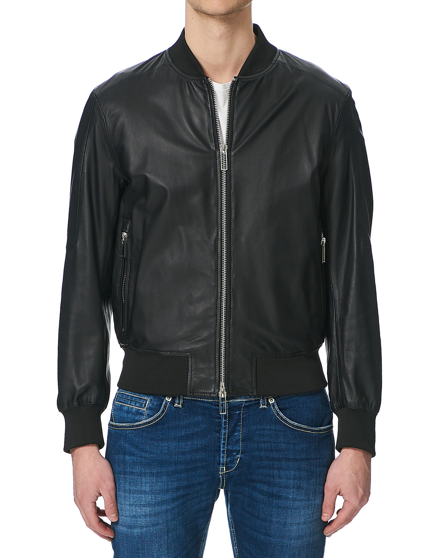 Herre | Jakker | Emporio Armani | Leather Bomber Jacket Black