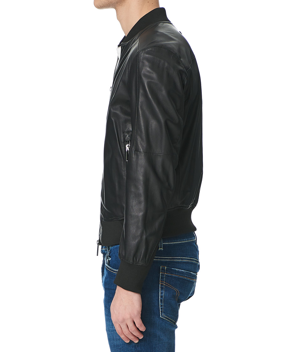 Herre | Jakker | Emporio Armani | Leather Bomber Jacket Black