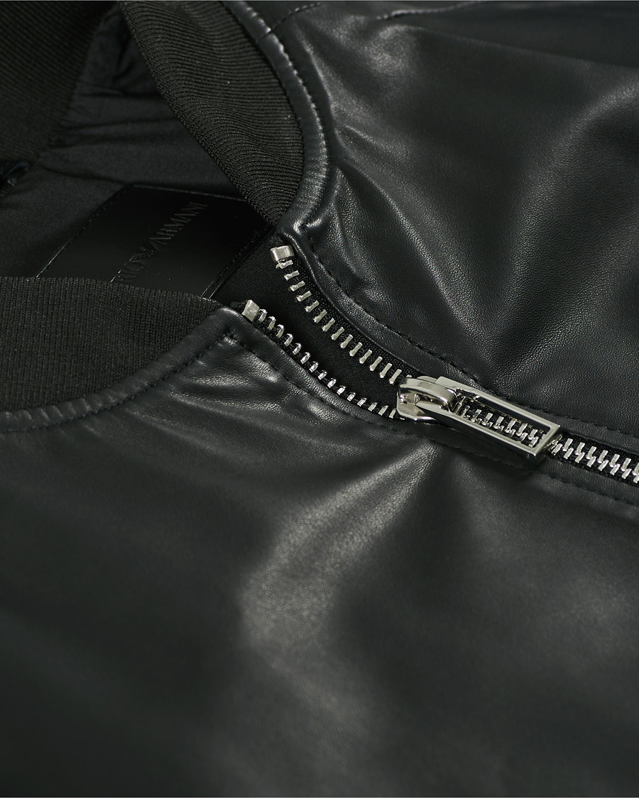 Herre | Jakker | Emporio Armani | Leather Bomber Jacket Black