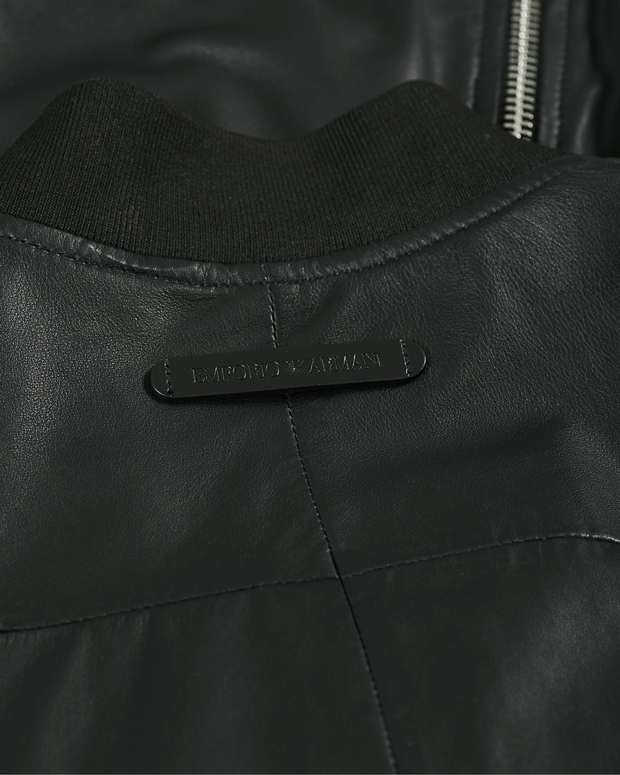 Herre | Jakker | Emporio Armani | Leather Bomber Jacket Black
