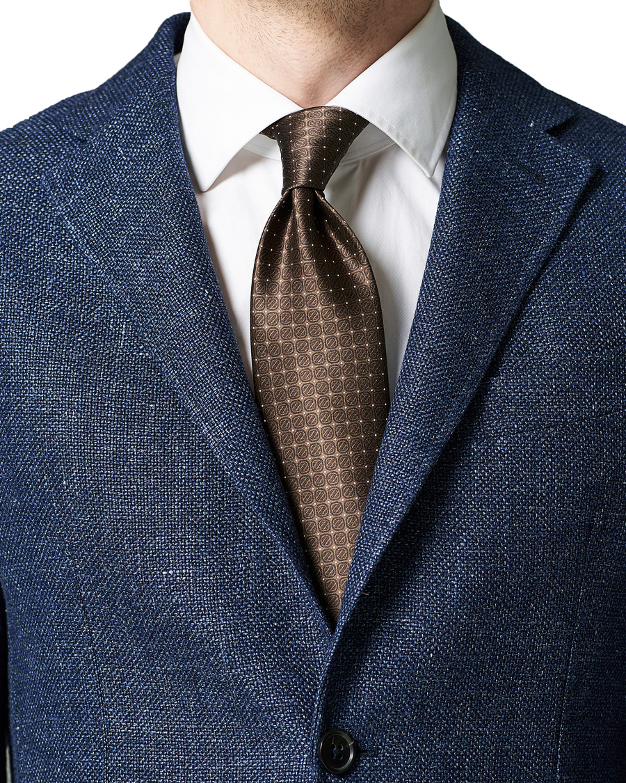 Herre | Ermenegildo Zegna Monogram Silk Print Tie Brown | Ermenegildo Zegna | Monogram Silk Print Tie Brown