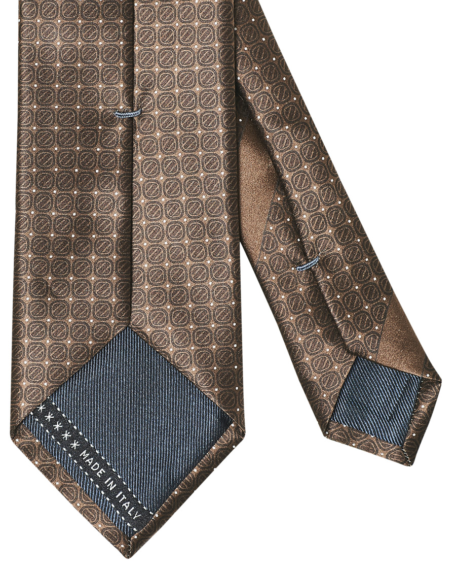 Herre | Ermenegildo Zegna Monogram Silk Print Tie Brown | Ermenegildo Zegna | Monogram Silk Print Tie Brown