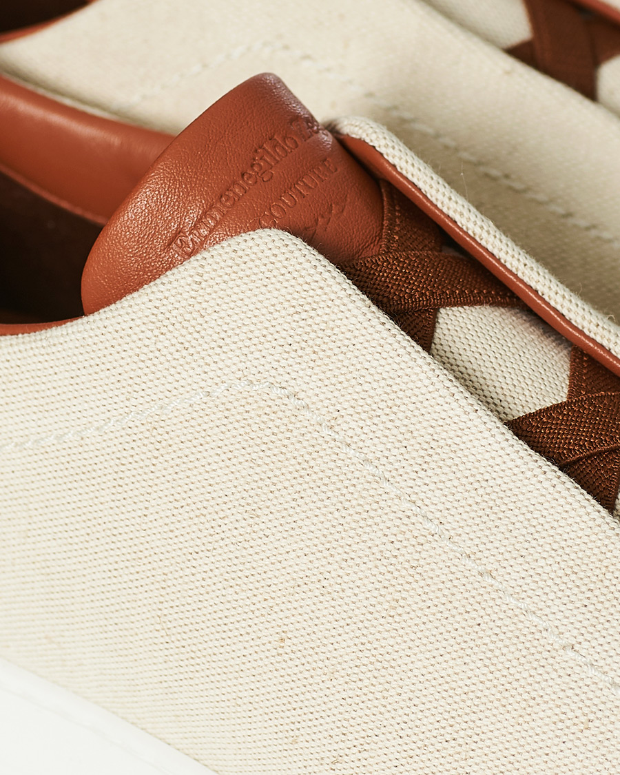 Herre | Ermenegildo Zegna Triple Stitch Elasticated Sneakers White | Ermenegildo Zegna | Triple Stitch Elasticated Sneakers White