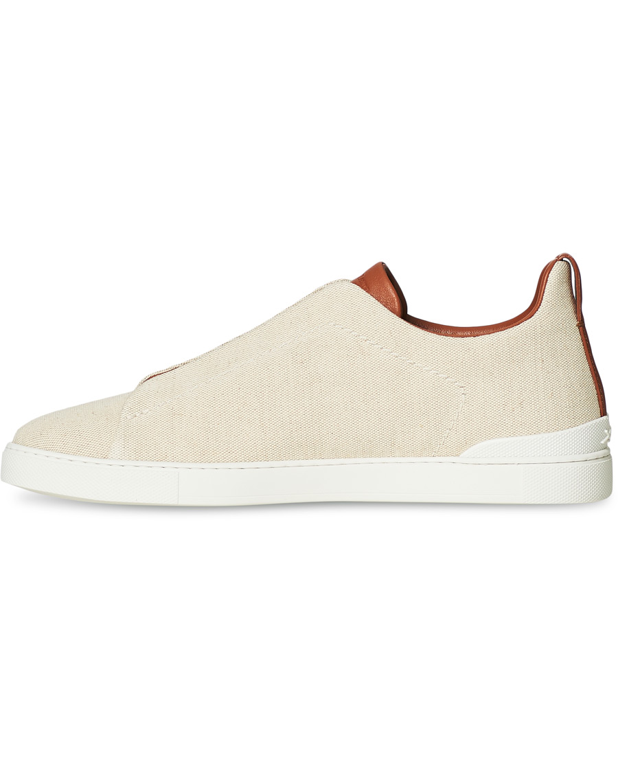 Herre | Ermenegildo Zegna Triple Stitch Elasticated Sneakers White | Ermenegildo Zegna | Triple Stitch Elasticated Sneakers White