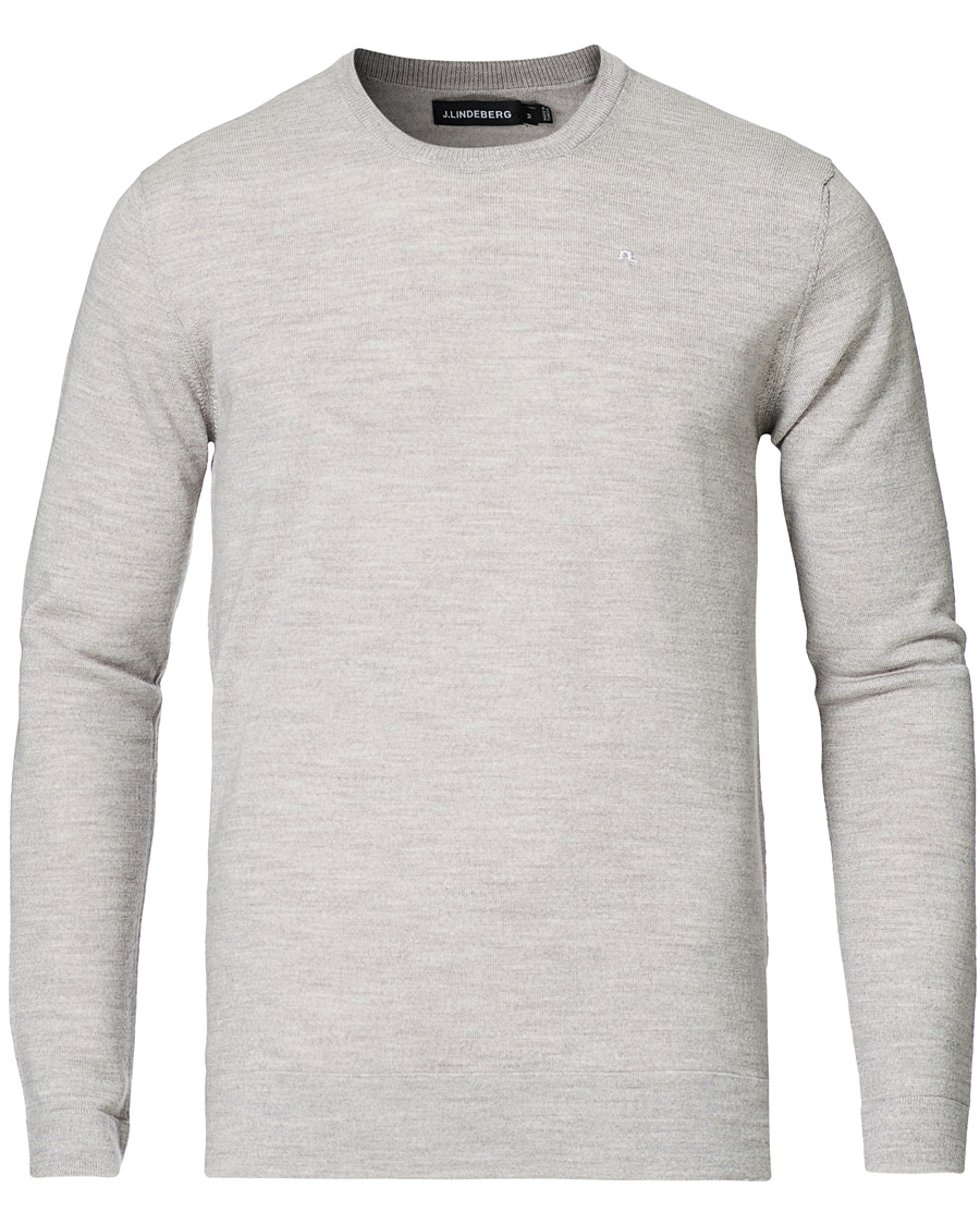 Herre | Trøjer | J.Lindeberg | Newman Merino Crew Neck Pullover Stone Grey Melange