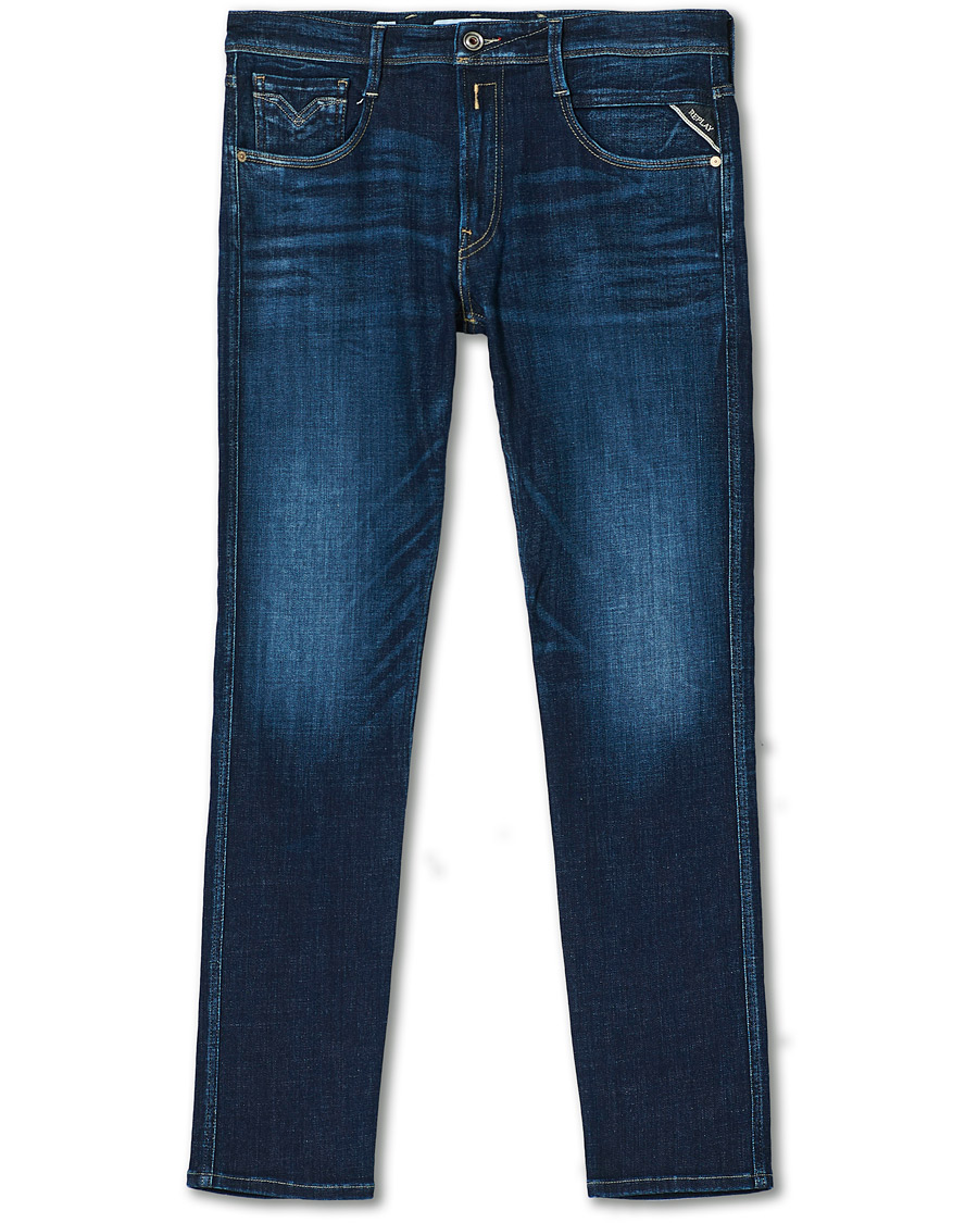Herre | Jeans | Replay | Anbass Power Stretch One Year Wash Jeans Dark Blue