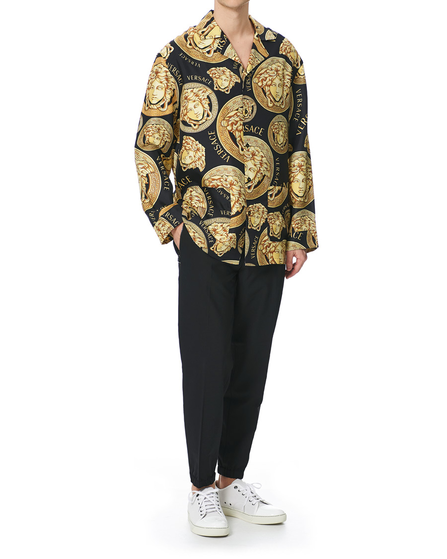 Herre | Skjorter | Versace | Medusa Silk Shirt Black/Gold