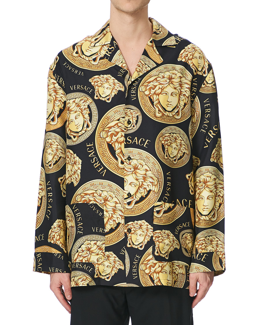 Herre | Skjorter | Versace | Medusa Silk Shirt Black/Gold