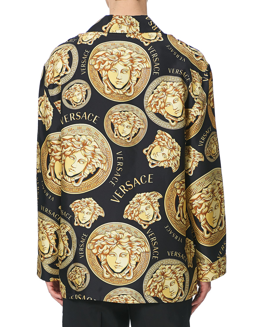 Herre | Skjorter | Versace | Medusa Silk Shirt Black/Gold
