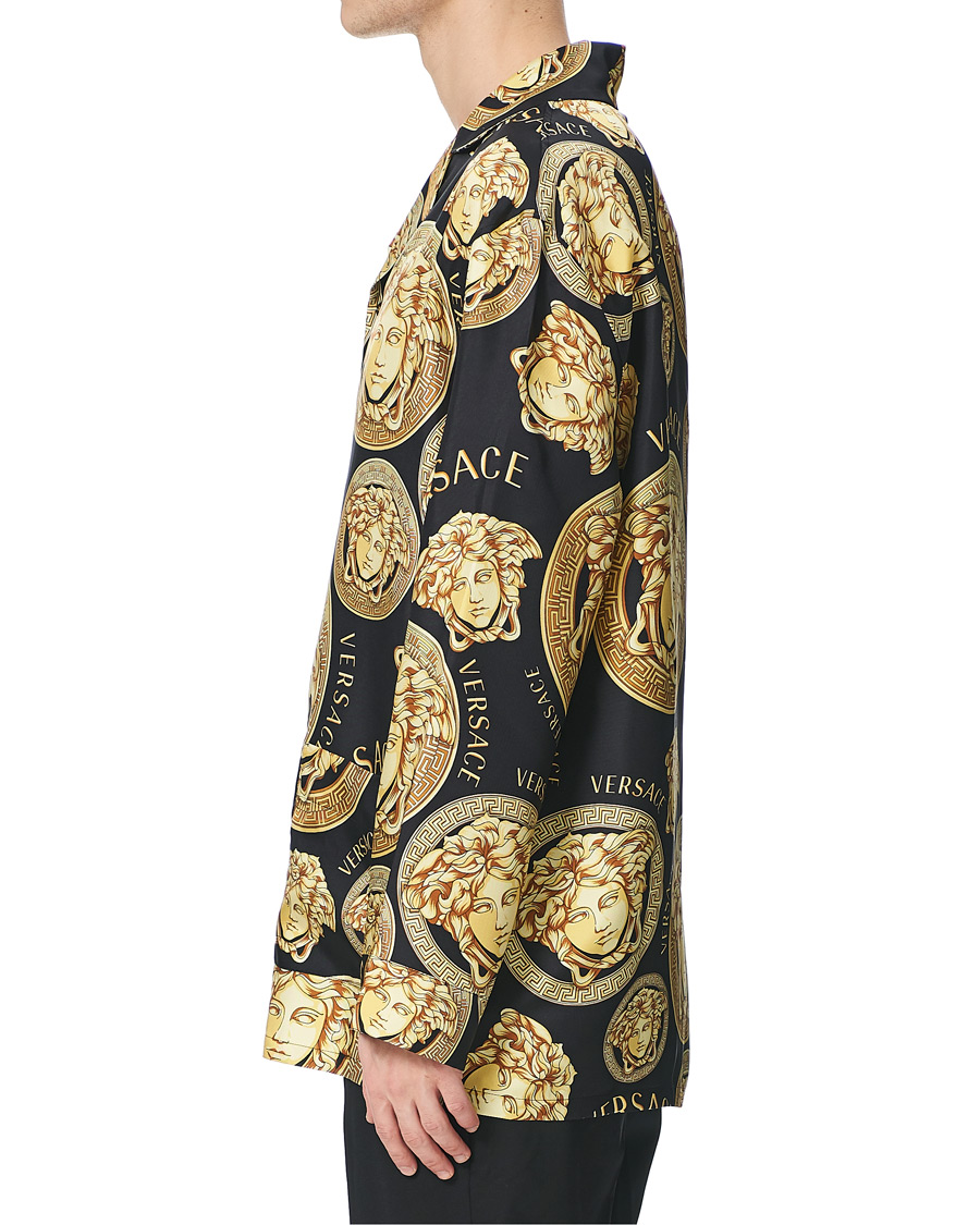 Herre | Skjorter | Versace | Medusa Silk Shirt Black/Gold