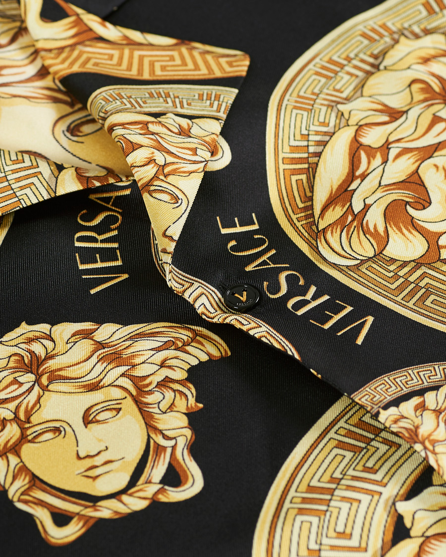 Herre | Skjorter | Versace | Medusa Silk Shirt Black/Gold