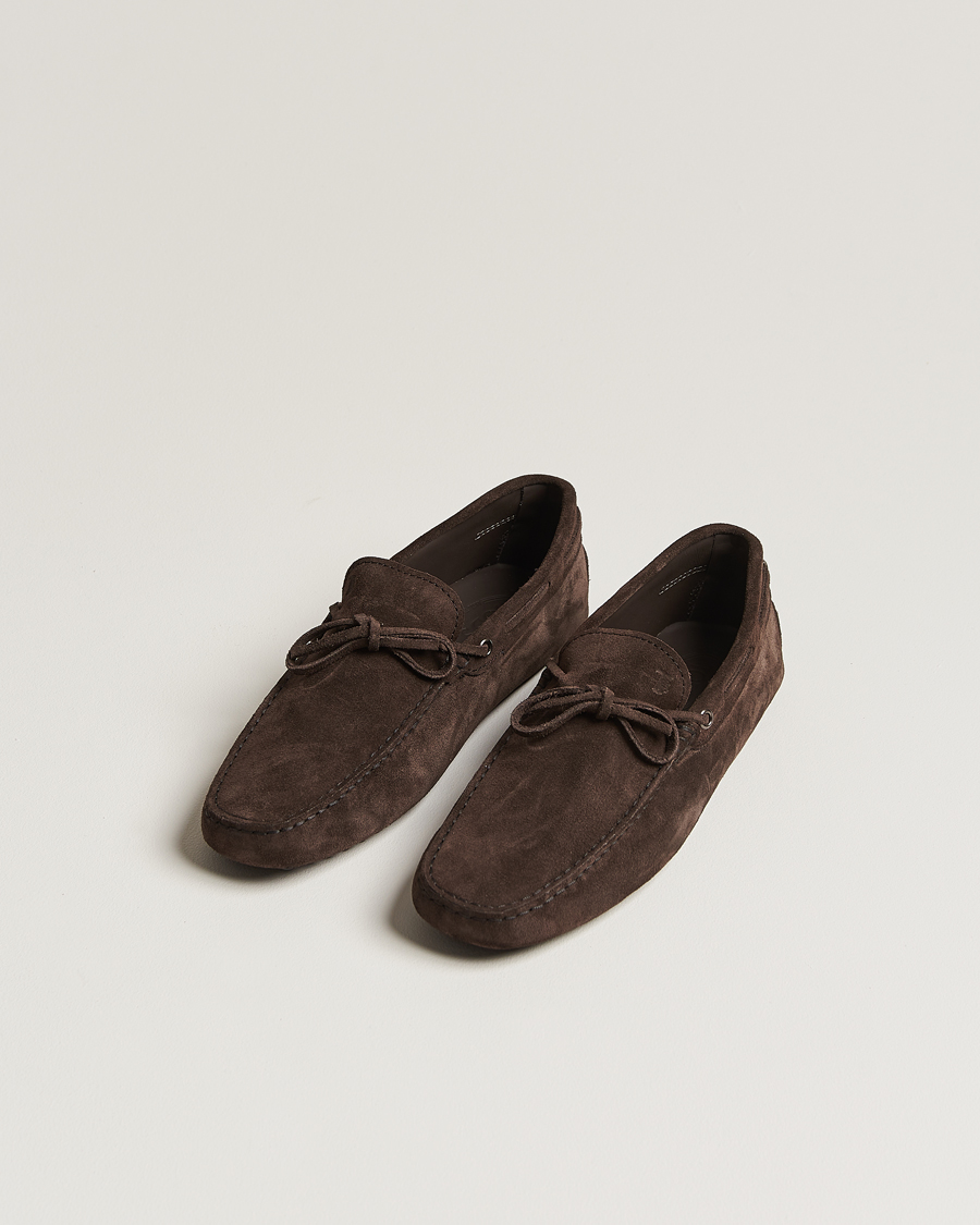 Herre | Sko i ruskind | Tod's | Lacetto Gommino Carshoe Dark Brown Suede