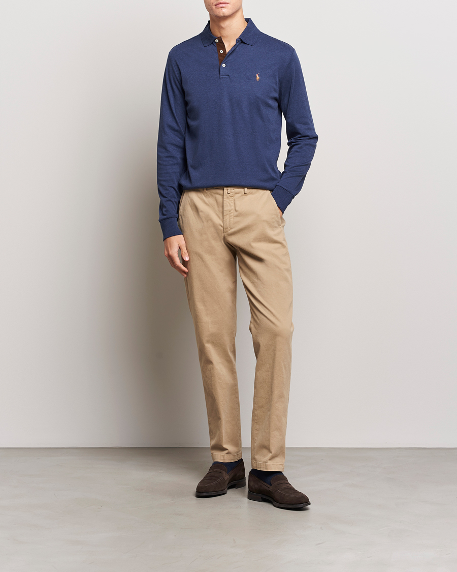 Herre | Trøjer | Polo Ralph Lauren | Luxury Pima Cotton Long Sleeve Polo Navy Heather
