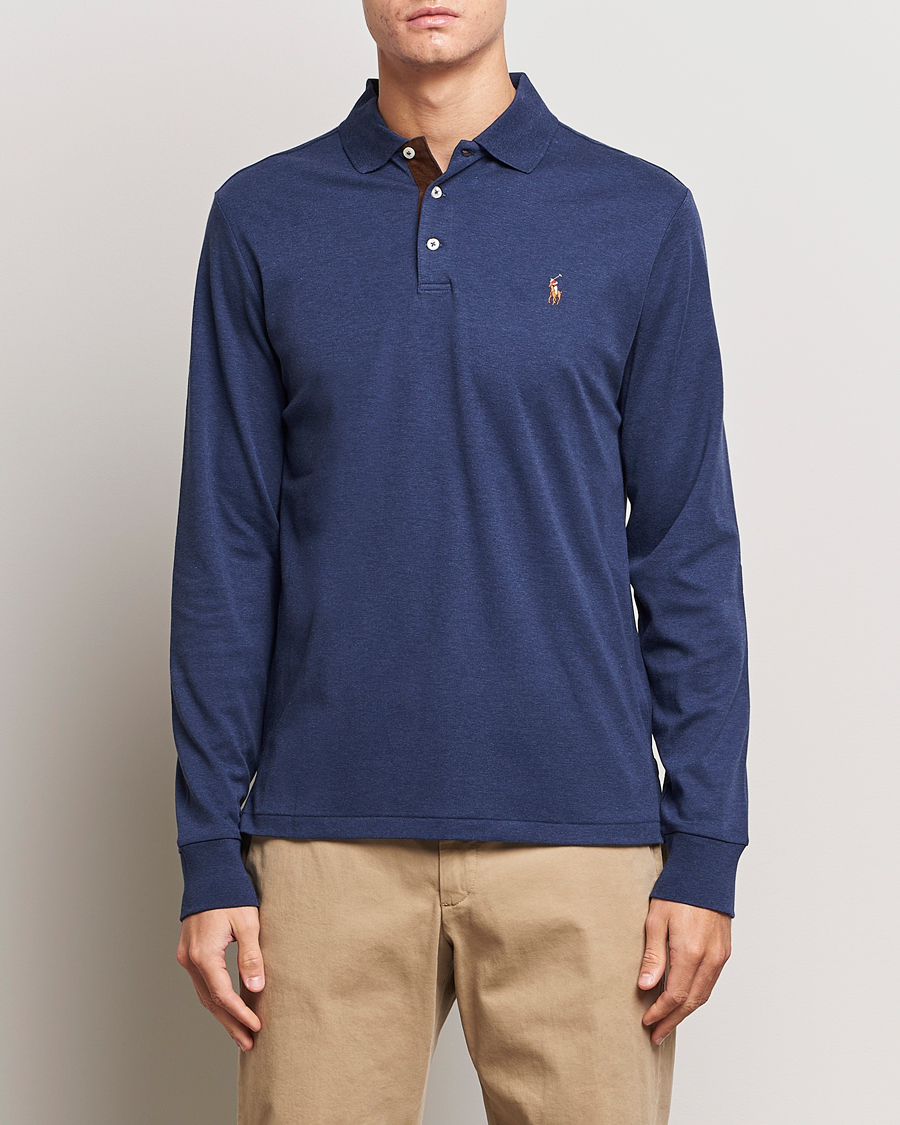 Herre | Langærmede polotrøjer | Polo Ralph Lauren | Luxury Pima Cotton Long Sleeve Polo Navy Heather 