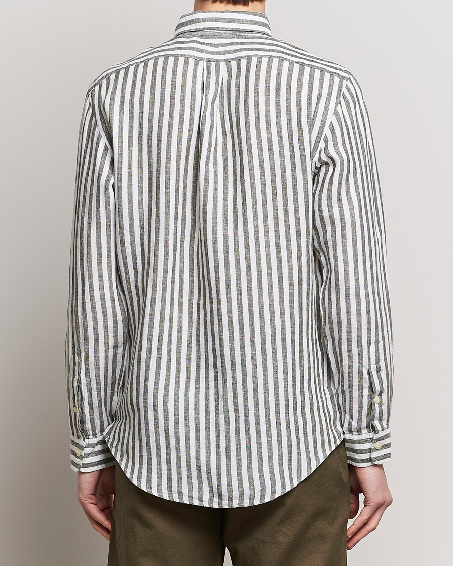 Herre | Skjorter | Polo Ralph Lauren | Custom Fit Striped Linen Shirt Olive/White