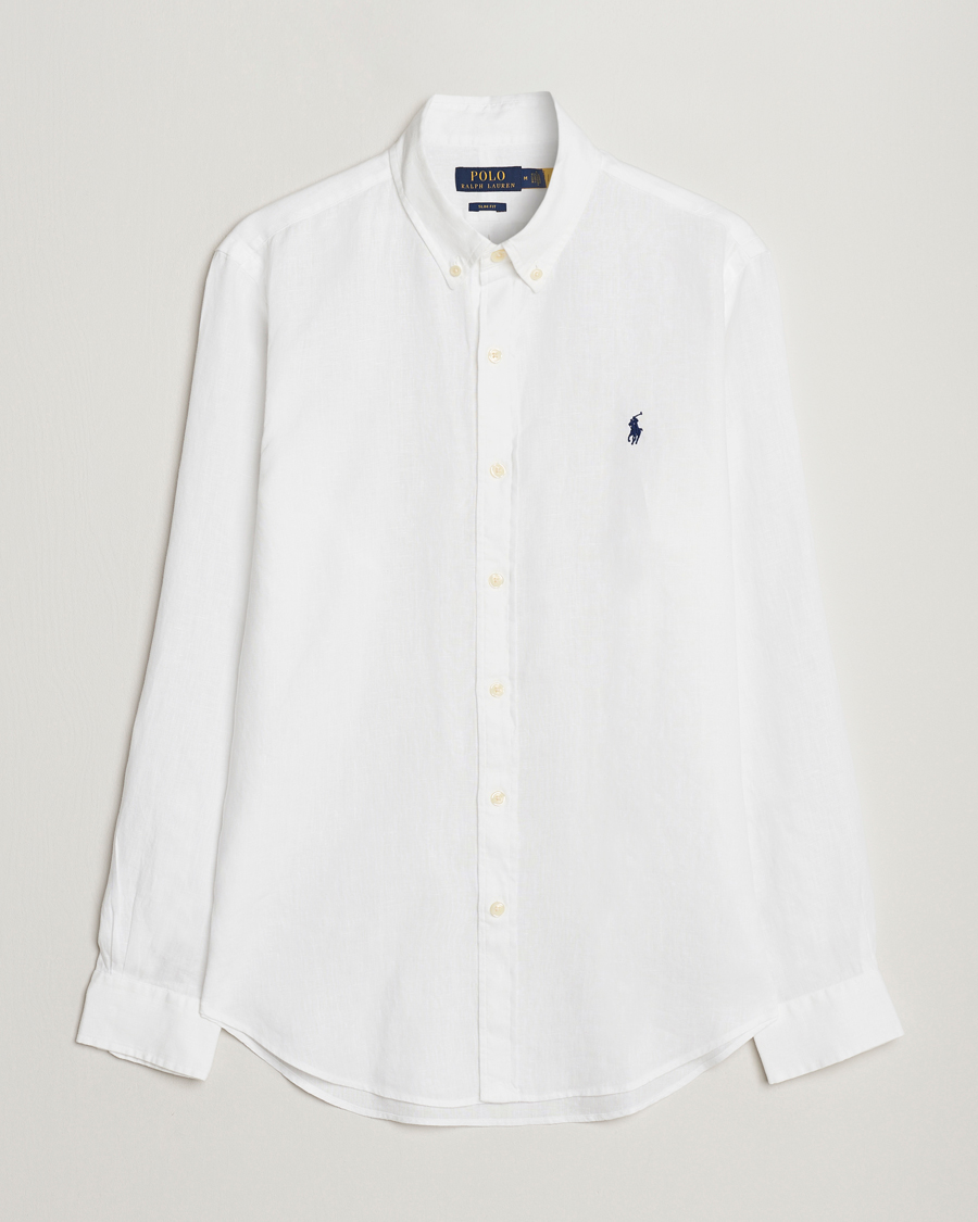 Herre | Skjorter | Polo Ralph Lauren | Slim Fit Linen Button Down Shirt White