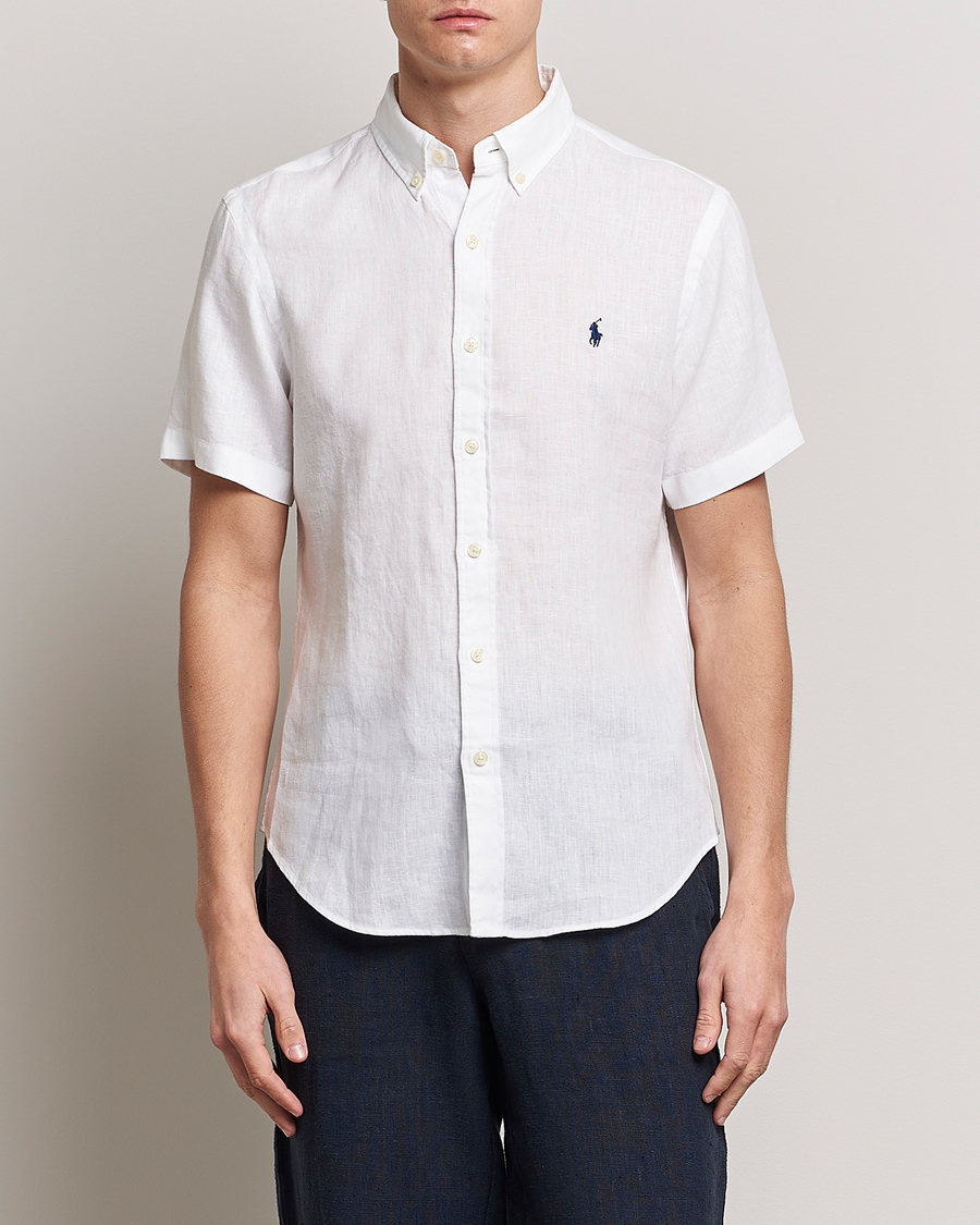 Herre | Kortærmede skjorter | Polo Ralph Lauren | Slim Fit Linen Short Sleeve Shirt White
